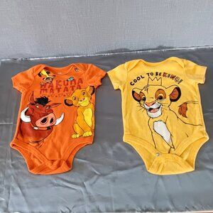Disney‎ Lion King Baby Bodysuits Rompers Lot 2 Simba Pumbaa Hakuna Matata 3-6M